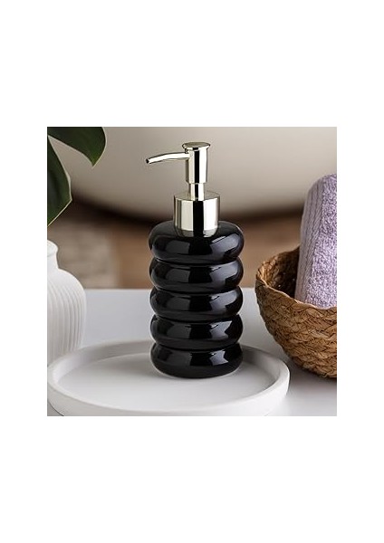 Cooker Porsima 3204 Seramik Sıvı Sabunluk - Tezgah Üstü Banyo Mutfak Lavabo Sabunluğu - 275 cc Siya