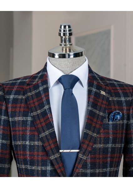 Italyan Stil Slim Fit Ekose Erkek Ceket Lacivert T13438 fiyatları