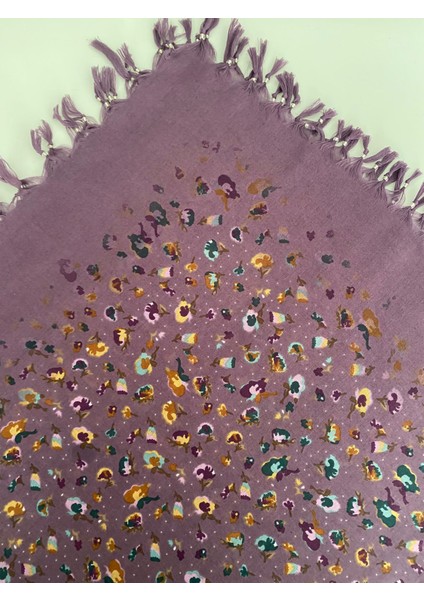 Püsküllü Çiçek Desen Tülbent Yazma