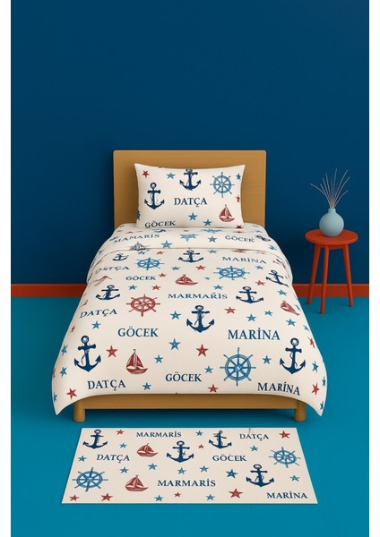 Tek Kişilik Desenli Nevresim + 1 Adet Kapaklı Yastık Kılıfı