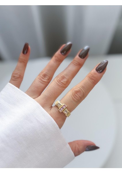 Çelik Taşlı Mia Yüzük (Ayarlanabilir)