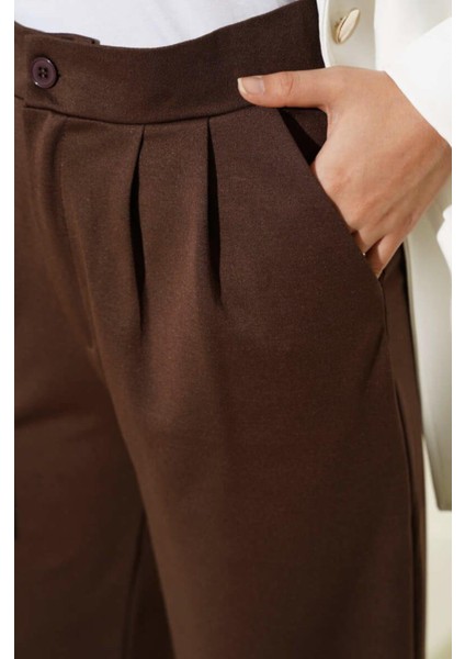 Kadın Ithal Krep Kumaş Pileli Esnek Palazzo Pantolon – Şık ve Rahat Kesim | Siyah & Kahve | S-Xl fırsatları
