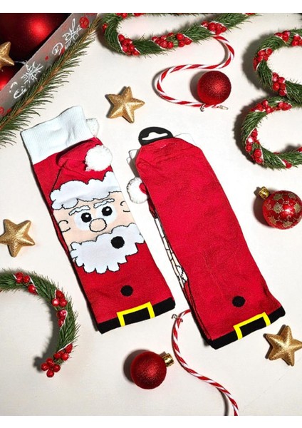 - Yılbaşı Temalı Pon Pon Detaylı Dizaltı Çorap – Özel Tasarım - Hediye Paketli fiyatları