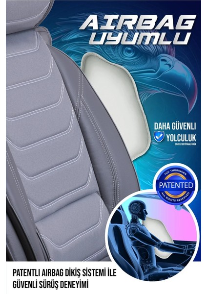 Mercedes A Serisi Uyumlu Yarı Deri Oto Koltuk Kılıfı 5li Set Alya Seri Füme