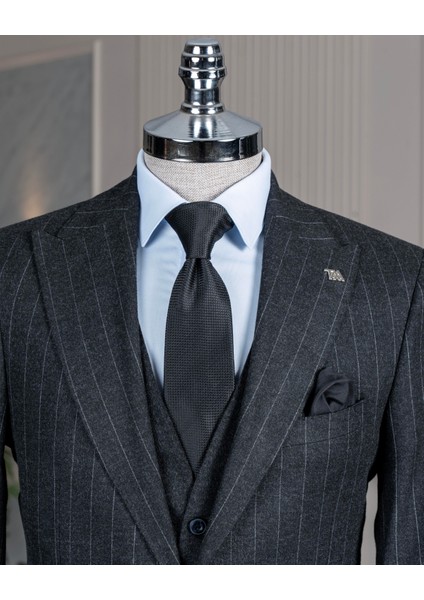 Italyan Stil Sivri Yaka Erkek Ceket Yelek Pantolon Takım Elbise Antrasit T14651 fiyatları