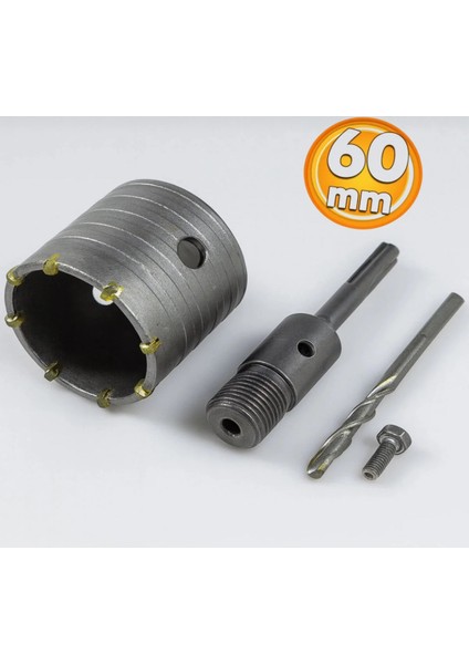 Adaptörlü Sds Plus Beton Delme Pancı Oyuk Delik Açma 60 mm