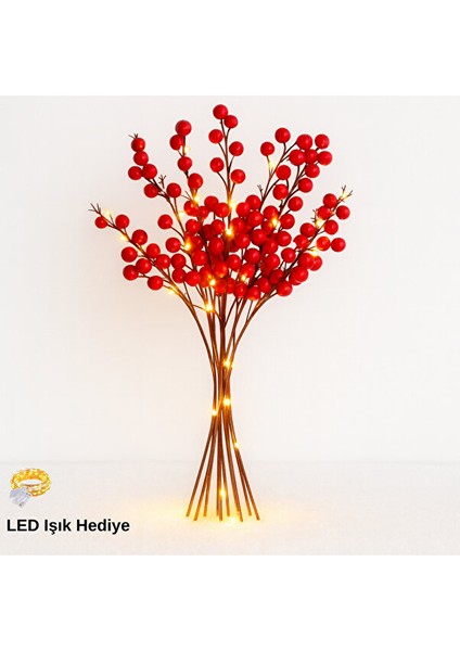 1 Adet Işıklı Kokina Çiçeği Kokina Demet Yılbaşı Süsü Yapay Çiçek Yapak Kokina Çiçek Yılbaşı Çiçeği modelleri