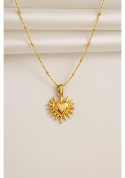 Güneş Kalpli Çelik Kolye modelleri