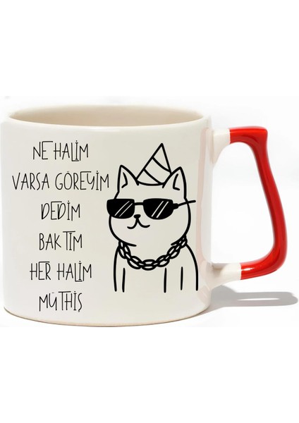 Ne Halim Varsa Göreyim Dedim Baktım Her Halim Müthiş Lüks Kupa- Hediye Seramik Kupa