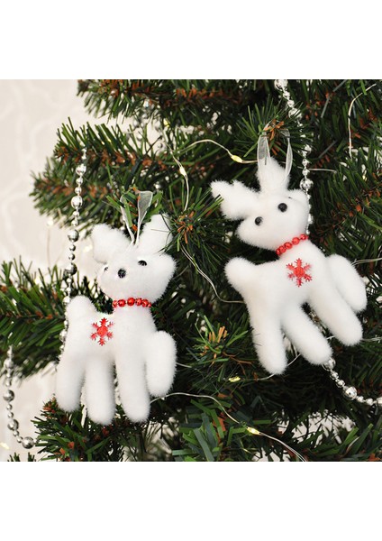 Parlak Beyaz Geyik Süsleri, 2'li, Yılbaşı Için Zarif Dekorasyon Parçaları