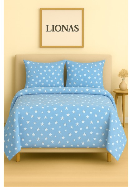 Çift Kişilik Desenli Nevresim + 2 Adet Kapaklı Yastık Kılıfı