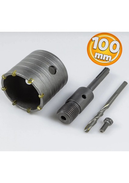 Adaptörlü Sds Plus Beton Delme Pancı Oyuk Delik Açma 100 mm