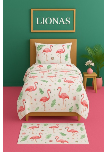 Tek Kişilik Desenli Nevresim + 1 Adet Kapaklı Yastık Kılıfı