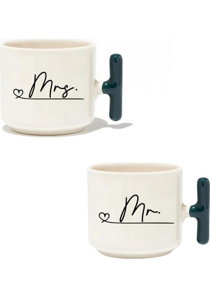 Mr & Mrs 2'li Latte Fincanı - Hediye Seramik Kupa