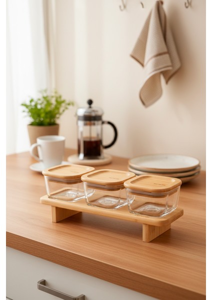 Lunaya 3'lü Bambu Standlı Kahvaltılık Orta Boy