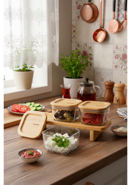 Lunaya 3'lü Bambu Standlı Kahvaltılık Orta Boy fırsatları