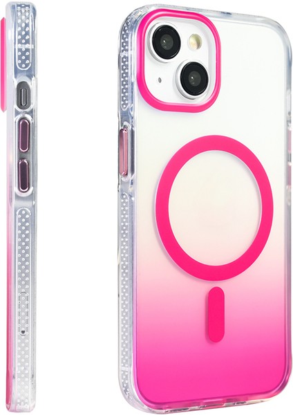 iPhone 13 Kılıf M-Safe Şarj Özellikli Transparan Renk Geçişli Kth Toros Kapak - Mor indirimleri