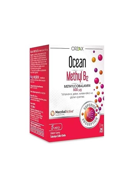 Ocean Methyl B12 1000 Mcg Metilkobalamin Içeren Dilaltı Sprey (1 x 5 Ml)