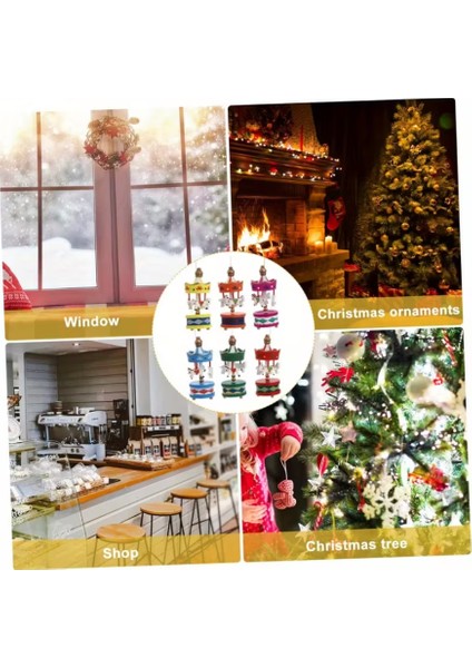 6 Adet Lüx Set Ağacı Süslemeleri Dekoratif 6'lı Renkli Mini Atlı Karınca Topları Topu Parti Asılı Top Yılbaşı Süsleri Renkli fiyatları