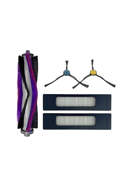 Robert Rs 770 / Rs 780 Robot Süpürge Için Yedek Parça Seti, Ana Fırça, 2 Yan Fırça, 2 Hepa Fi