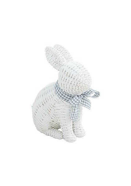 Mud Pie Hasır Reçine Tavşan, Beyaz