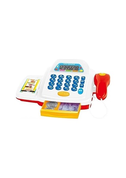 Minik Marketçiler Için Işıklı ve Sesli Yazar Kasa- Hesap Makinesi Fonksiyonlu ve Borkod Okutmalı Eğ