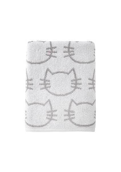 Skl Kedi Banyo Havlusu, Beyaz/gri