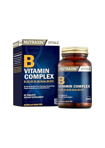 Nutraxin B Complex Vitamin 60 Kapsül Takviye Edici Gıda