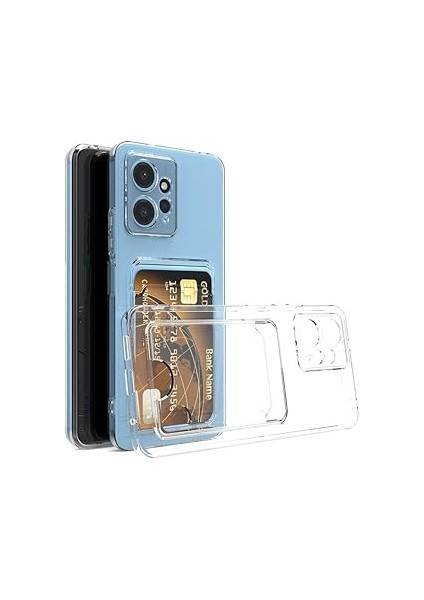 For ile Uyumlu Şeffaf Clear Kartlıklı Darbe Emici Anti-Shock Darbeye Dayanıklı Wallet Case Kılıf (R