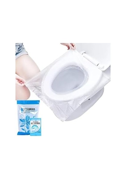 50'li Tek Kullanımlık Hijyenik Klozet Kapağı Örtüsü – Su Geçirmez, Seyahat ve Dış Mekanlar Için Kom