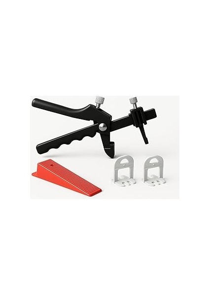 Proalet Seramik Fayans Seviye Tespit Derz Klipsi Seti, 200 Adet Klips, 100 Adet Takoz, 1 Adet Metal