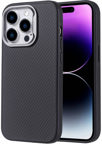 Apple iPhone 14 Pro Max Kılıf M-Safe Şarj Özellikli Karbon Fiber Görünümlü Zore Troy Kapak