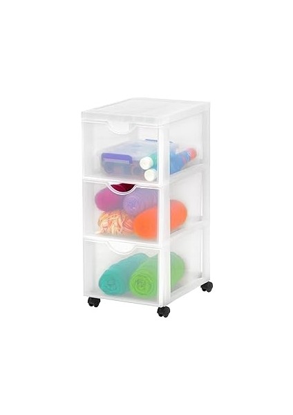 Iris Ohyama, Plastik Saklama Kulesi, 15 Litrelik Çalışma Masası Çekmecesi, Tekerlekli, DDDC-303, Be