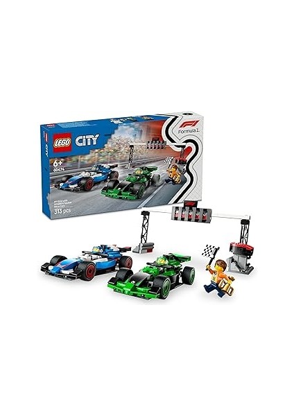 City Vcarb ve Sauber Yarış Arabalı F1 Gridi Oyuncak Araç Seti 60474-6 Yaş ve Üzeri Kız ve Erke
