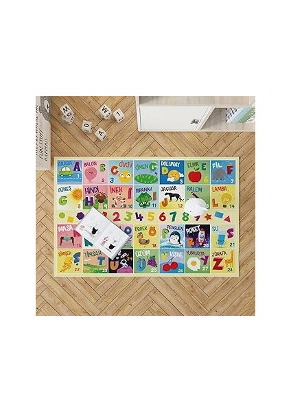 Türkçe Kelime Öğretici Oyun Matı - Bebek Oyun Halısı