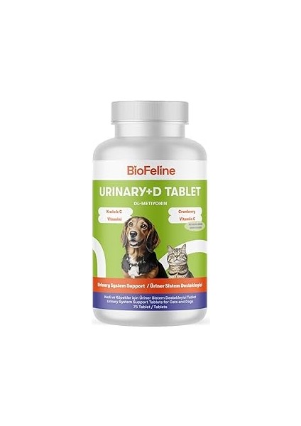 Urinary+D Tablet (Kedi ve Köpekler Için Idrar Yolu Düzenleyen Bağışıklık Sistemi Güçlendirici Table