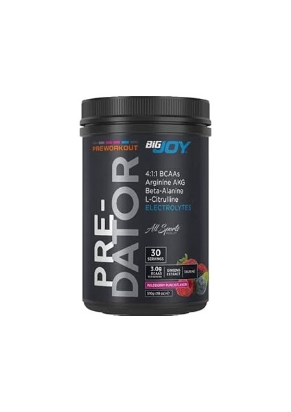Bigjoy Pre-Workout Predator - Orman Meyveleri Aromalı 1 Paket(1 x 510 G)