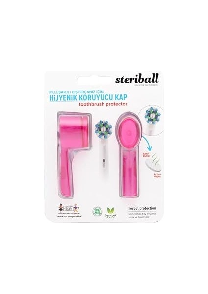Steriball Şarjli Pi̇lli̇ Di̇ş Firçalari Içi̇n Hi̇jyeni̇k Di̇ş Firçasi Koruma Kabi-2'li̇ Pembe x 2