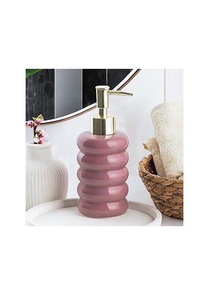 Porsima 3204 Seramik Sıvı Sabunluk - Tezgah Üstü Banyo Mutfak Lavabo Sabunluğu - 275 cc Pudra