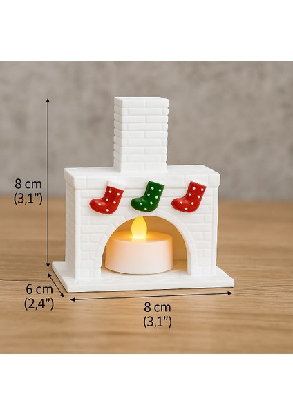 Mini Şömine Tealight Mumluk Dekoratif Obje Kış Dekoru Konsol Ünite Süsü Yeni Yıl Hediyesi -Mum Dahil fırsatları