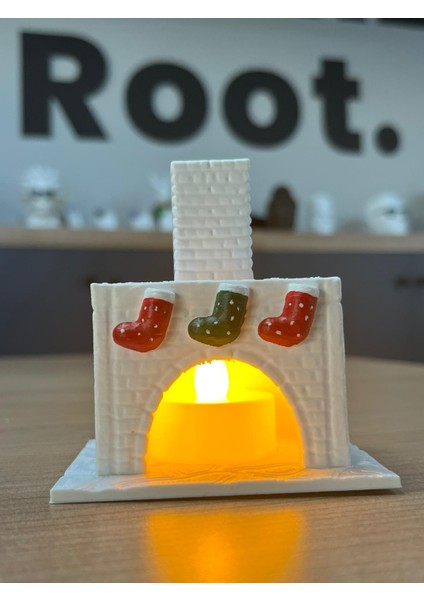 Mini Şömine Tealight Mumluk Dekoratif Obje Kış Dekoru Konsol Ünite Süsü Yeni Yıl Hediyesi -Mum Dahil indirimleri