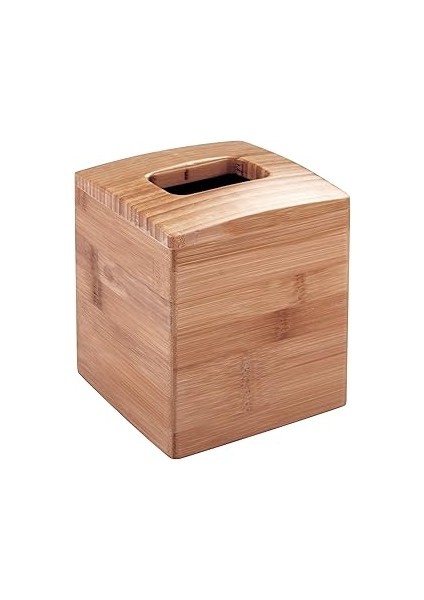 Idesign Formbu Bambu Yüz Mendil Kutusu Kapağı, Banyo Vanity Tezgahı Için Butik Konteyner, 13,25 cm