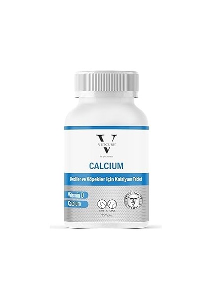 Vetcure Calcium Kedi ve Köpekler Için Kalsiyum Desteği 75 Tablet