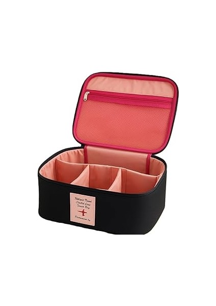 Seyahat Tipi Bölmeli Makyaj Kozmetik Çantası Organizer (Siyah)