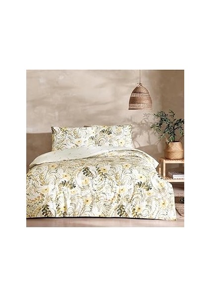 Taç Monroe Çiçek DESENLI%100 Yorgan Seti, Yeşil, Çift Kişilik (Yorgan: 195X215 Cm/çarşaf: 240