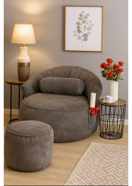 Cozy Tv Koltuğu,ayakuçlu Puf,dinlenme Koltuğu,Legom puf koltuk,yıkanabilir Kılıflı(gri)
