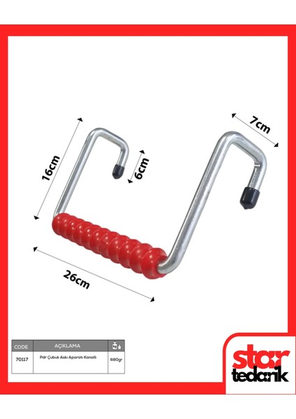 Boyasız Göçük Düzeltme Çubuk Askı Aparatı 25CMX14CM Kanallı