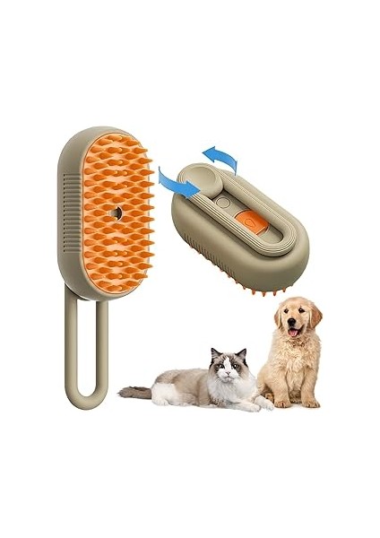 Madpet Buharlı Kedi ve Köpek Fırçası – 3’ü 1 Arada Tüy Alma Tarağı – Su Hazneli Masajlı Fırça – Der