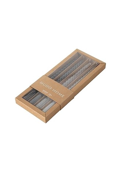 4lü Burgulu Şamdan Mum Degrade Gri-Siyah 25CM