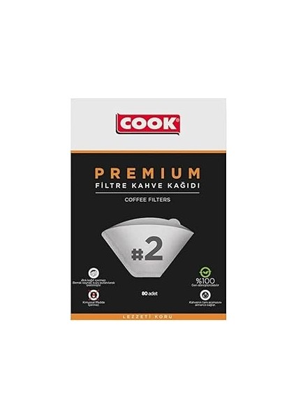 Cook Filtre Kahve Kağıdı - Ebat 2, 80 Adet